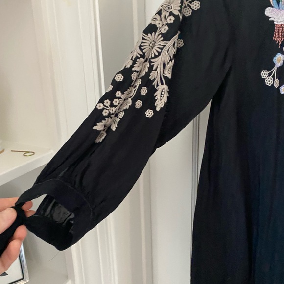 Johnny Was Black Dress with Floral Embroidery XS - Picture 4 of 8